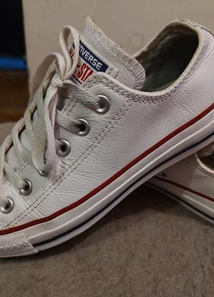 Стильные кожаные кеды**converse all star** в белом цвете.