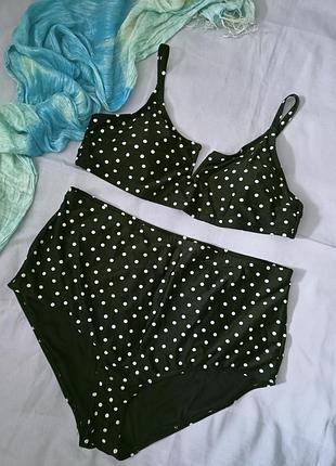Супербатал! шикарный новый купальник в горошек ,62-64,24 ероразм,new look.