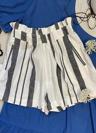 Лёгкие женские летние шорты paperbag st. bernard for dunnes stores высокая посадка белые в полоску
