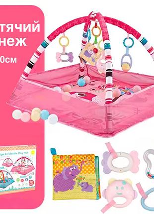 Игровой детский манеж, коврик для ползанья, развивающий коврик для малышей с игрушками, розовый