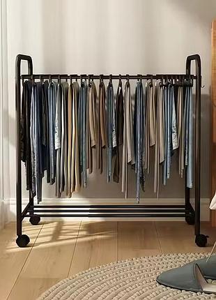 Вішалка для штанів і брюк на 22 пари підлогова пересувна з полицею для взуття чорна