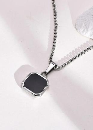 Чоловіча срібна підвіска з каменем із нержавіючої сталі