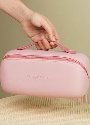 Косметичка силиконовая,дорожняя fungoofun для аксессуаров в ваную и душ,водонепроницаемая на молнии,розовая