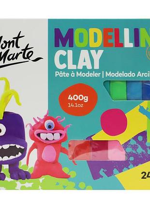 Воздушный пластелин mont marte modelling clay 400g глина для лепки 24 шт.разноцветный для моделирования