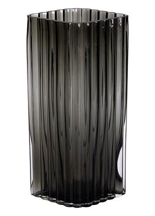 Ваза для квітів зі скла, декоративна, прямокутна, сіра, 28 см hp-1703