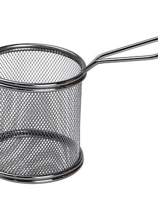 Корзина сервировочная круглая для картофеля фри и снеков 9×9×9 см с гальваническим покрытием черная lugi