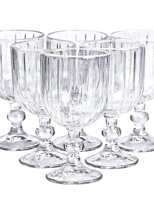 Набір келихів для вина 6 штук 400 мл скляні подарункові келихи на ніжці hp-yh-66