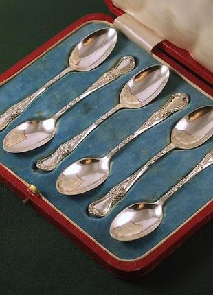 Набор посеребренных ложек 6 штук 1914 год серебрение epns англия