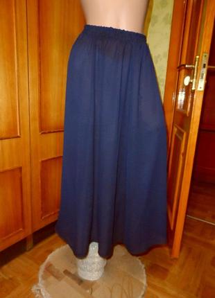 Летняя длинная шифоновая юбка клеш пышная на резинке черная