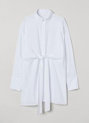 Подовжена сорочка h&m з з коміром, ґудзиками спереду та завʼязкою спереді .