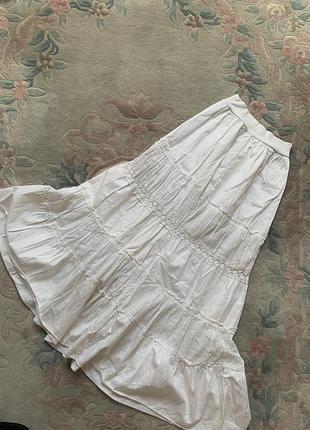 Спідниця довга бавовняна з мереживом ретро вінтажна біла нова