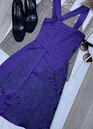 Атласна сукня karen millen s xs плаття з вишивкою коротке плаття трапеція пишна сукня вечірня