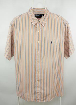 Винтажная рубашка тенниска рубашка Polo ralph laurenдка down тенниска custom fit s/s striped shirt men's