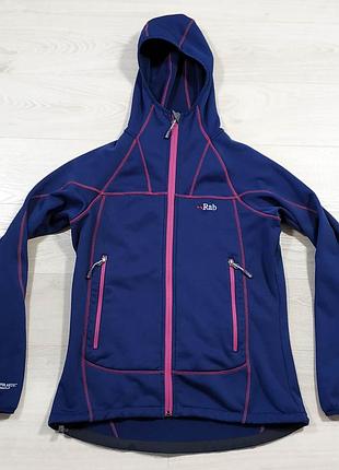 Женская кофта с капюшоном зип худи rab shadow hoodie polartec wind pro, размер l / uk 14
