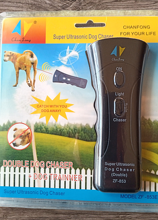 Ультразвуковой отпугиватель собак super ultrasonic dog chaser zf-853+лазер