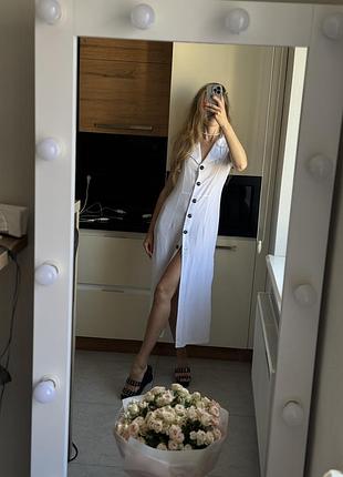 Платье  длинное миди с разрезами по бокам накидка на пуговицах