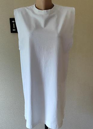 Довга білосніжна бавовняна майка h&m
