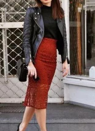 Фирменная шикарная гипюровая юбка zara