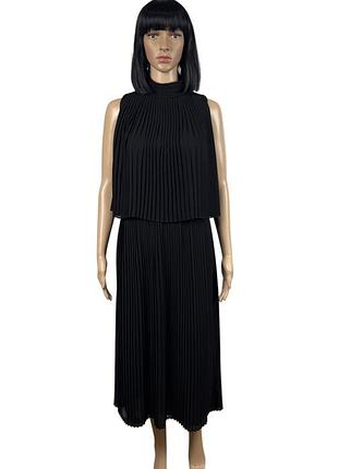 Платье плиссированное в длине миди massimo dutti