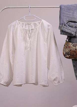 Рубашка с вышивкой ришит белого цвета pigalle only