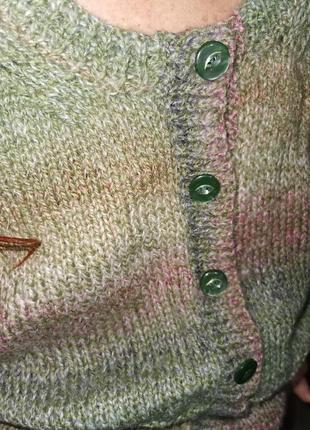 Кардиган мохеровый шерстяной на пуговицах кофта в полоску мохер шерсть3 фото