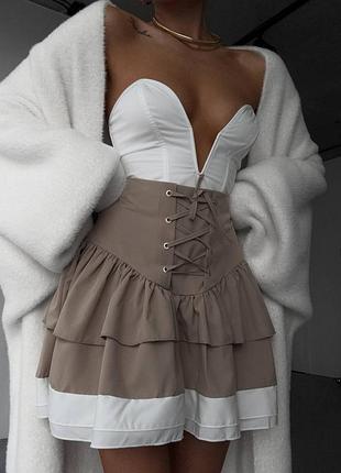 Спідниця модна з шнурівкою в кольорах