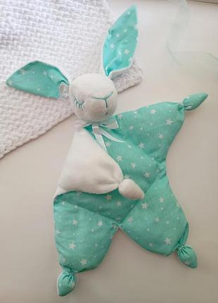 Мягкая игрушка зайчик зайка для новорожденных, ручная работа, комфортер, игрушка для сна