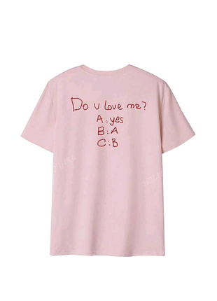 Футболка оверсайз рожева з написом do u love me?