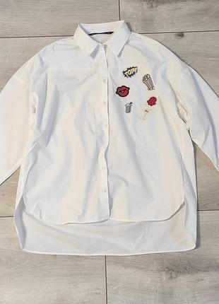 Рубашка оверсайз из натурального хлопка zara размер s