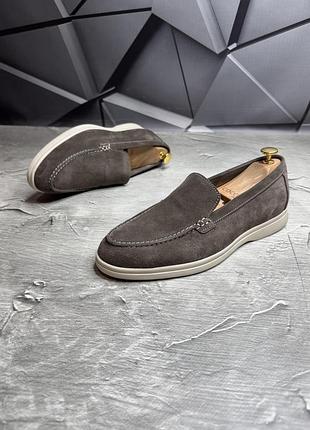 Лоферы замшевые мужские коричневые loro piana suede buff! натуральная премиум замша!