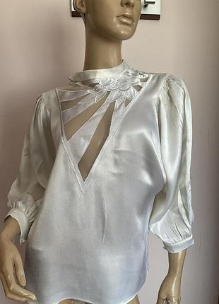 Ошатна вінтажна блузка- атлас/ м- l/