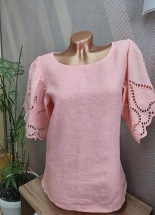 Красивая льняная футболка блузка