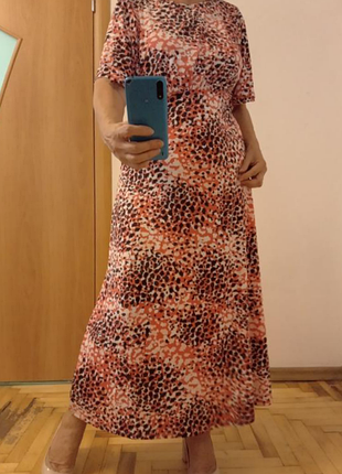 Трикотажное цветное платье в пол размер 14