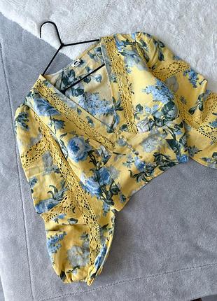 Блуза в принт из льна