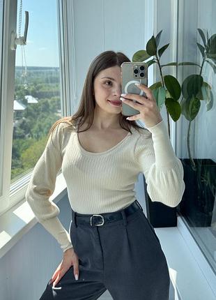 Тепло-молочний джемпер з рукавами ліхтариками 1+1=3