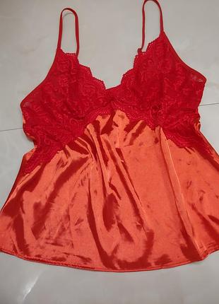 Эффектный сатиновый топ пижамный атлас шелк кружево 1+1=3🎁на все❗