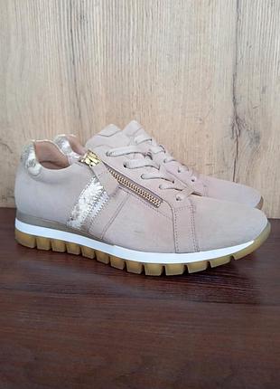 Нові німецькі натуральні кросівки, бежеві кеди шкіра і нубук, літо демі, р. 38