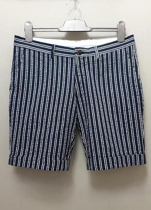 We шорты - m • 32 - синие в полоску - коттоновые мужские • бренд из нидерландов • фактурная ткань