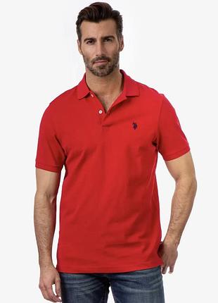 Стильне чоловіче бавовняне поло червоного кольору u. s. polo assn since 1890 made in turkey