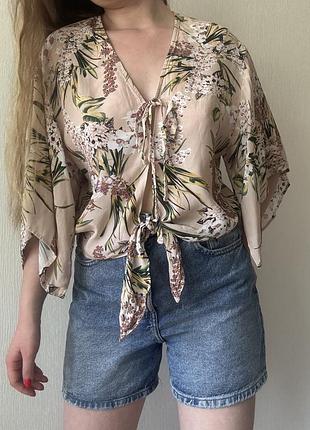 Блуза river island/ блуза у квіти / квітковий принт / вільна блуза / обʼємна блуза / блузка