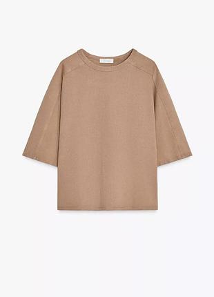 Женская плотная базовая футболка с вареным эффектом zara размер м