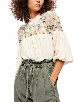 Free people блузка лен вышиванка индия