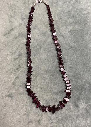 Намисто натуральний гранат фурнітура срібло 925 проба