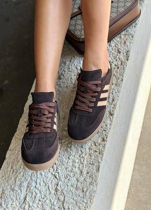 Кеды женские из натуральной замши шоколадного цвета