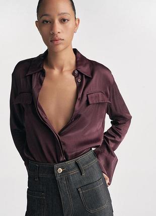 Атласна сорочка  із кишенями zara collection