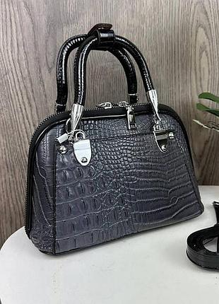 Міні сумочка через плече рептилія, сумочка клатч зміїна лакова, сумка-клатч під крокодила