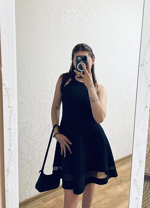 ✨ чорна коктейльна сукня з сітчастим низом ✨
