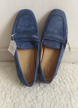 Голубые женские мокасины/лоферы немецкого производителя. из натуральной замши