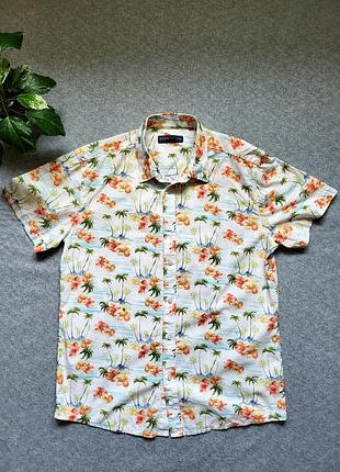 Шикарная гавайская рубашка из натуральной ткани
