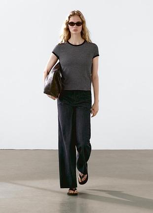 Полосатая хлопковая футболка massimo dutti